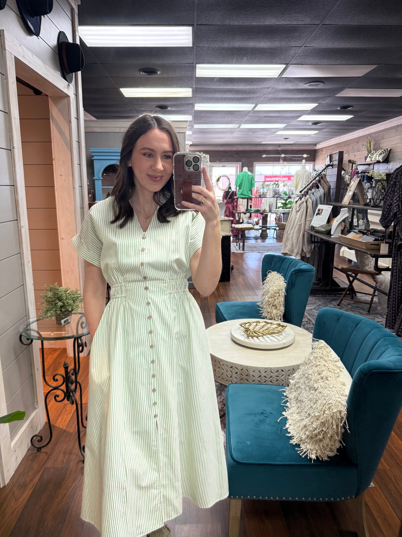 Sage Stripe Midi Dress