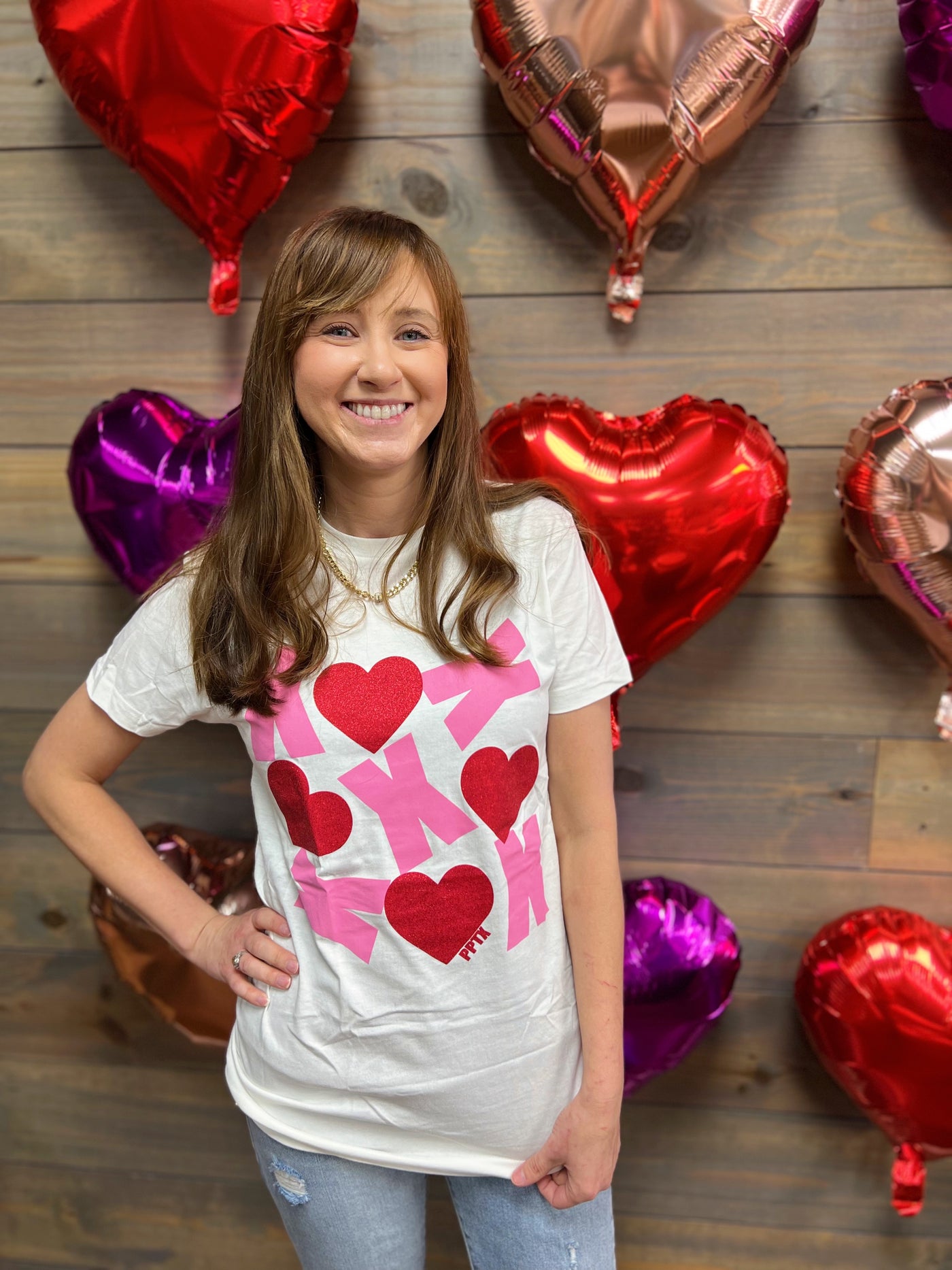 XOXO Glitter Hearts Tee