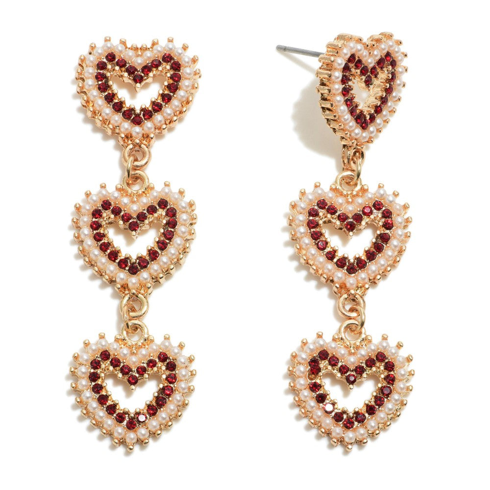 Dangle Hearts Earrings (Gold)
