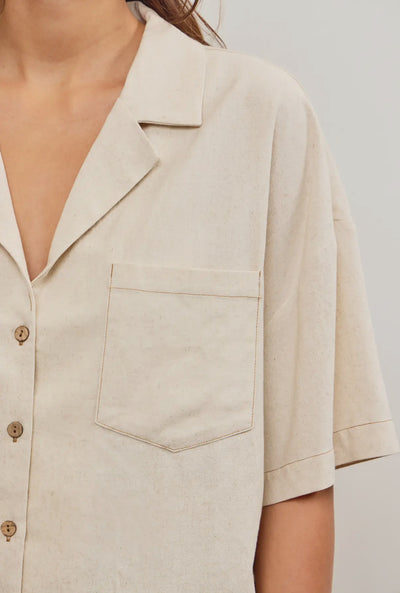 Oatmeal Lapel Collar Top
