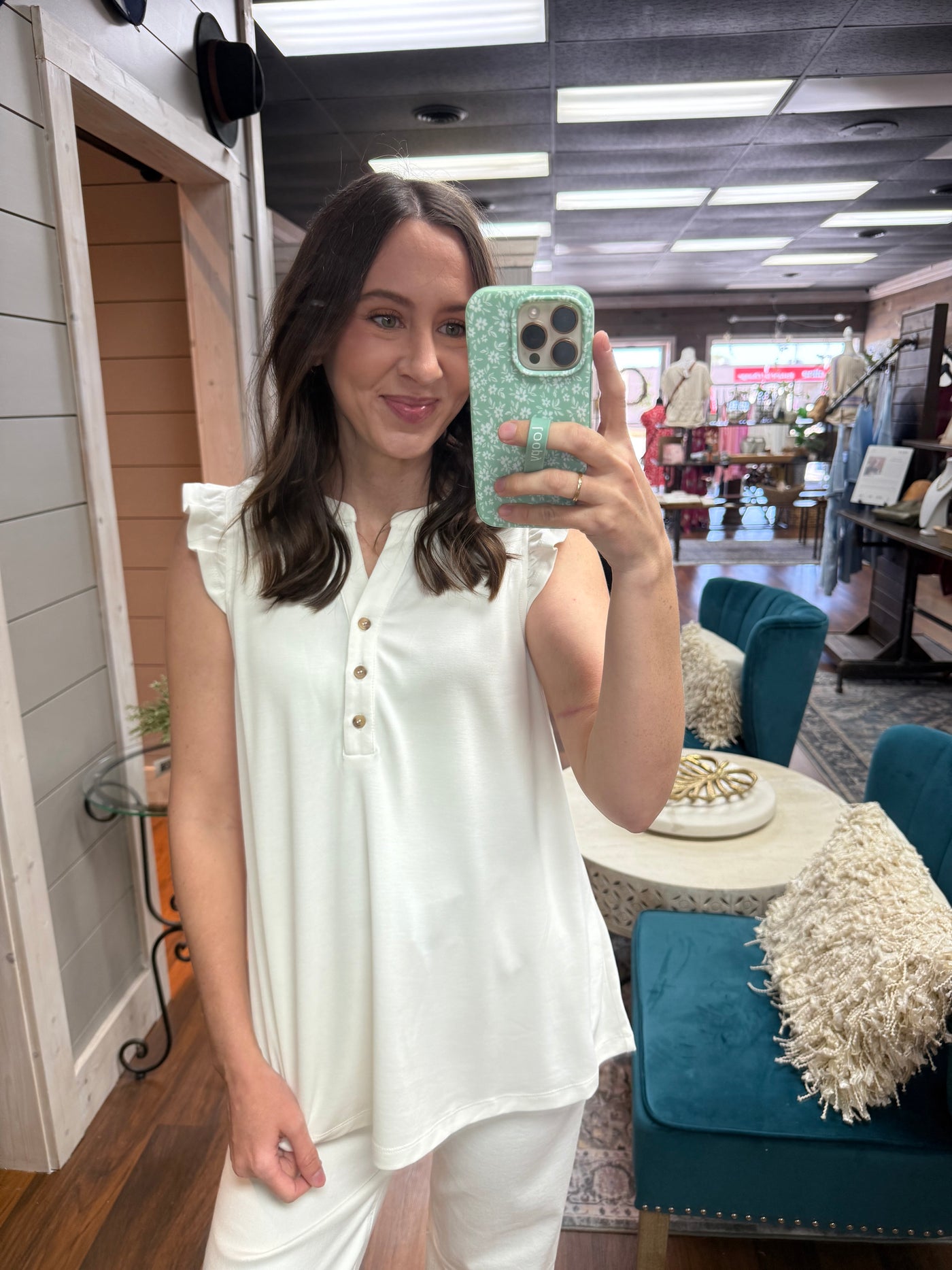 White Ruffle Sleeve Top