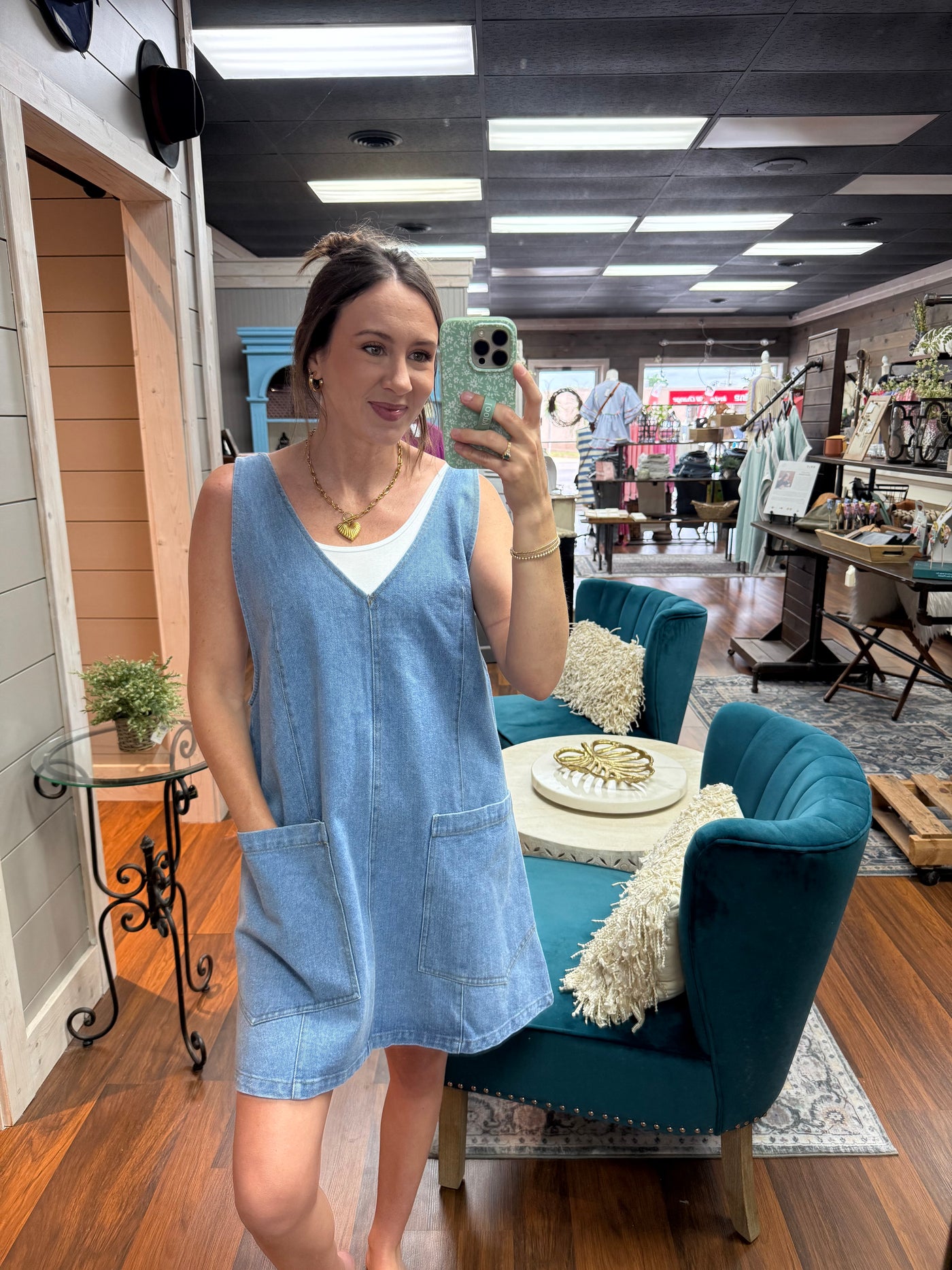 Sleeveless Denim Mini Dress