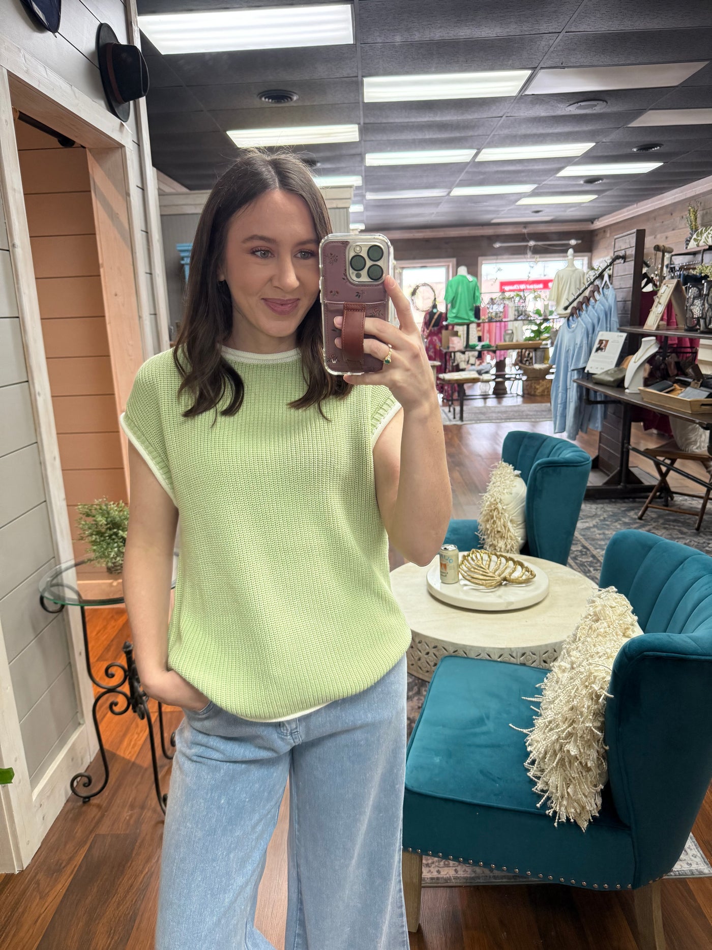 Light Sage Knit Sweater