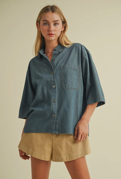 Denim Button Up Top