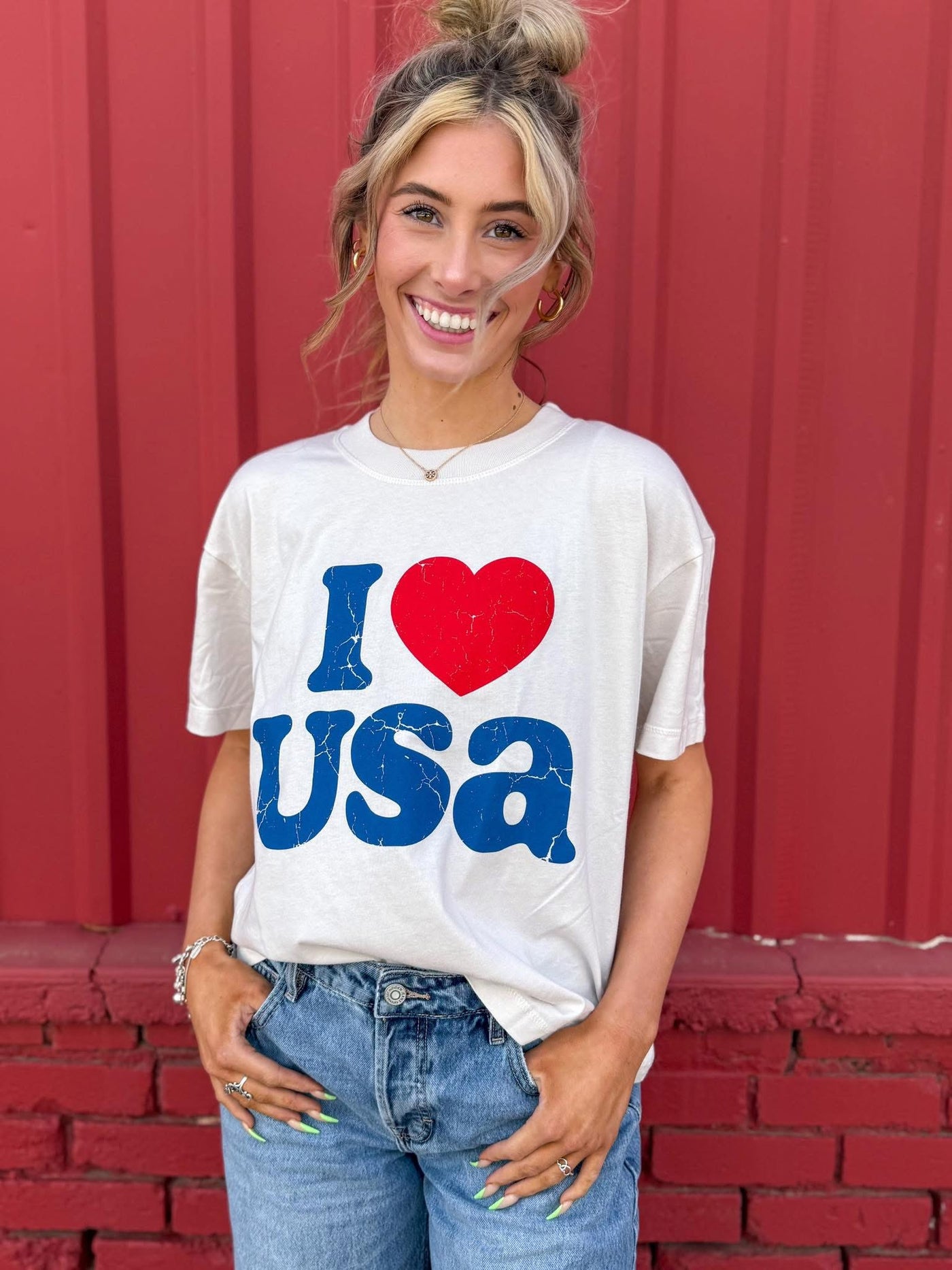 I Love USA Tee (Bone)
