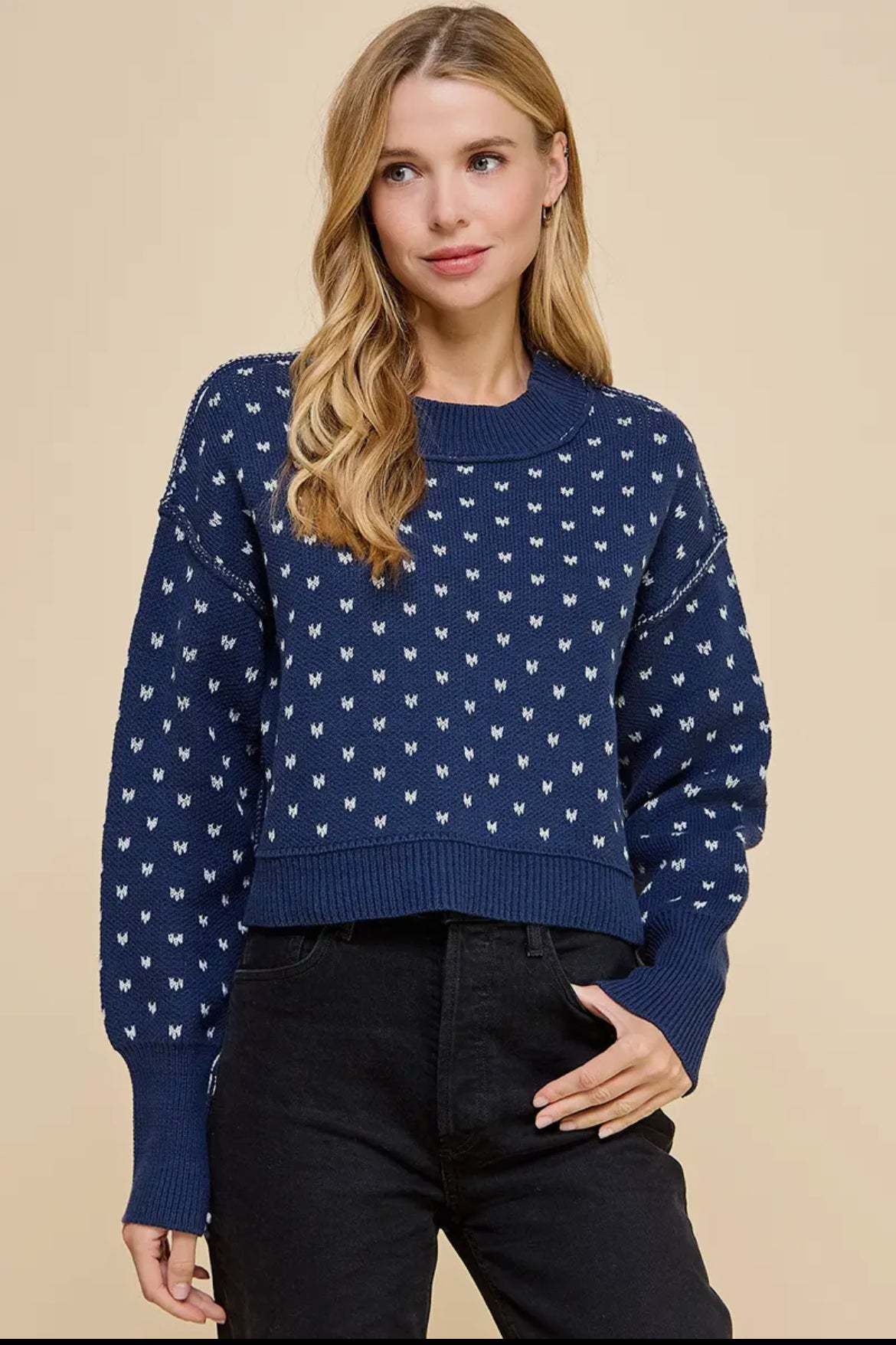 Micro Heart Blue Sweater