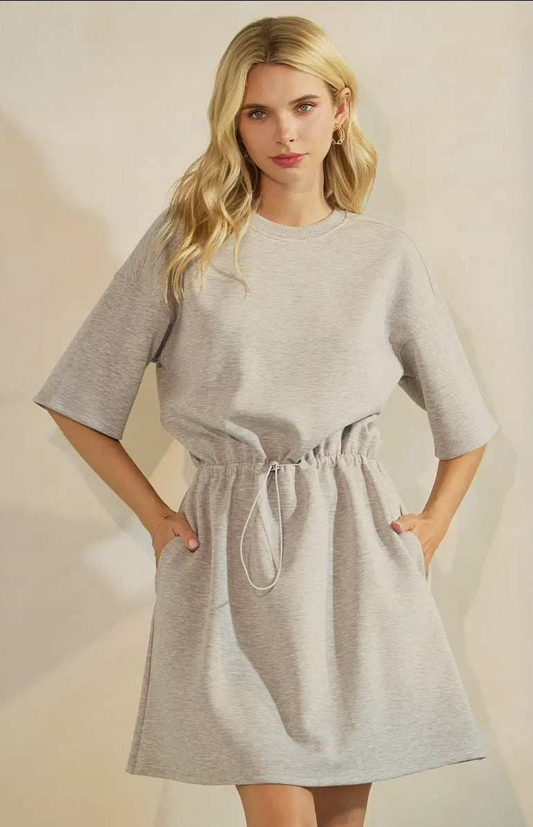 Elastic Waist Grey Dress