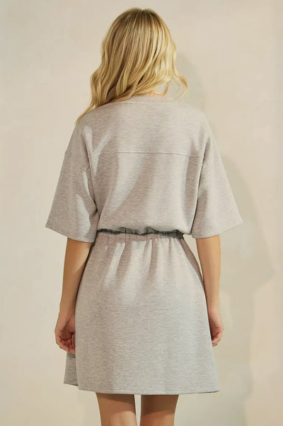 Elastic Waist Grey Dress