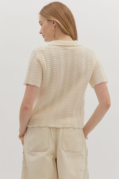 Ecru Wave Sweater Top